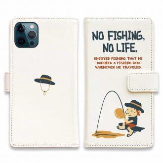 【手帳型】【釣りざんまい】ウトウトアングラー_ホワイト