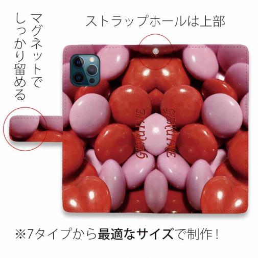 【Genuine】【手帳型】カラフル　チョコ　ピンク＆レッド