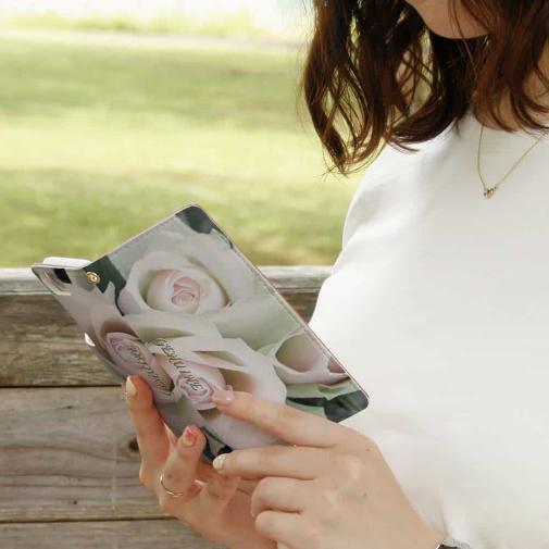 【Genuine】【手帳型】バラ（薔薇）　ホワイト