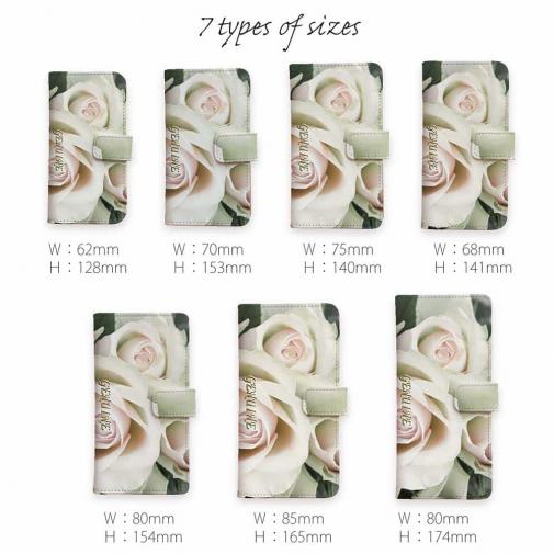 【Genuine】【手帳型】バラ（薔薇）　ホワイト