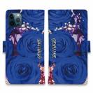 【Genuine】【手帳型】バラ（薔薇）　ブルー