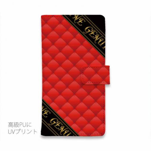 【Genuine】【手帳型】マトラッセ柄　ダイアゴナル　チェック　レッド