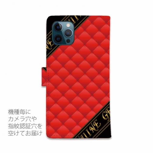 【Genuine】【手帳型】マトラッセ柄　ダイアゴナル　チェック　レッド