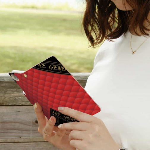 【Genuine】【手帳型】マトラッセ柄　ダイアゴナル　チェック　レッド