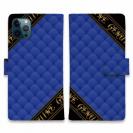 【Genuine】【手帳型】マトラッセ柄　ダイアゴナル　チェック　ブルー