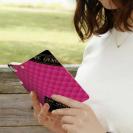 【Genuine】【手帳型】マトラッセ柄　ダイアゴナル　チェック　ピンク