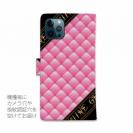 【Genuine】【手帳型】マトラッセ柄　ダイアゴナル　チェック　ピーチピンク