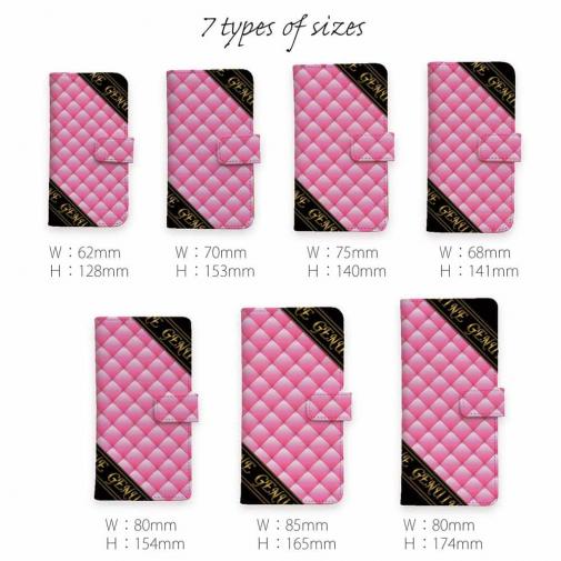 【Genuine】【手帳型】マトラッセ柄　ダイアゴナル　チェック　ピーチピンク