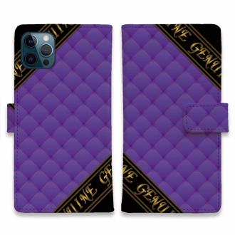 【Genuine】【手帳型】マトラッセ柄　ダイアゴナル　チェック　パープル