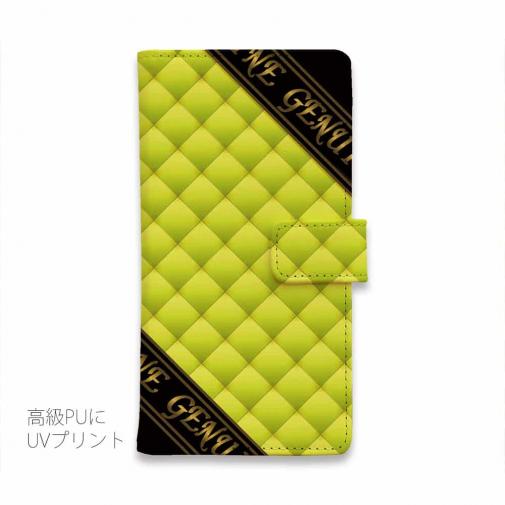 【Genuine】【手帳型】マトラッセ柄　ダイアゴナル　チェック　イエロー