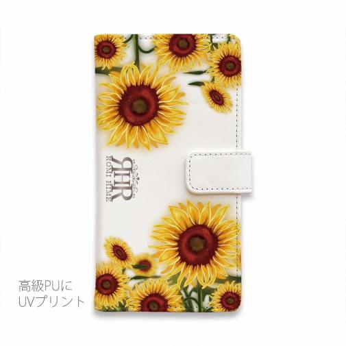 【ROMI HIME】【手帳型】ひまわり　ホワイト