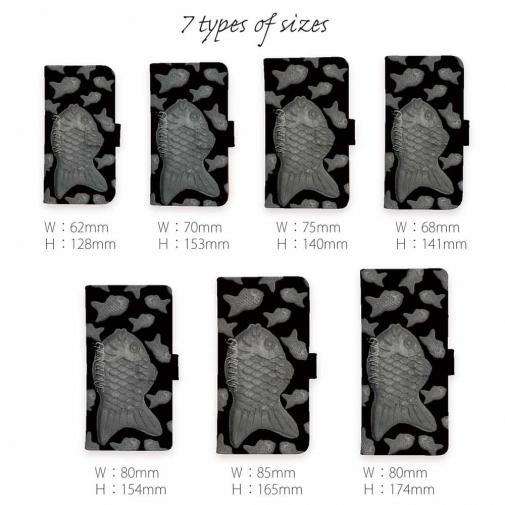 【Genuine】【手帳型】たいやき　ブラック＆ブラック