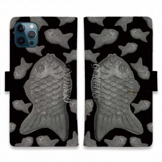 【Genuine】【手帳型】たいやき　ブラック＆ブラック