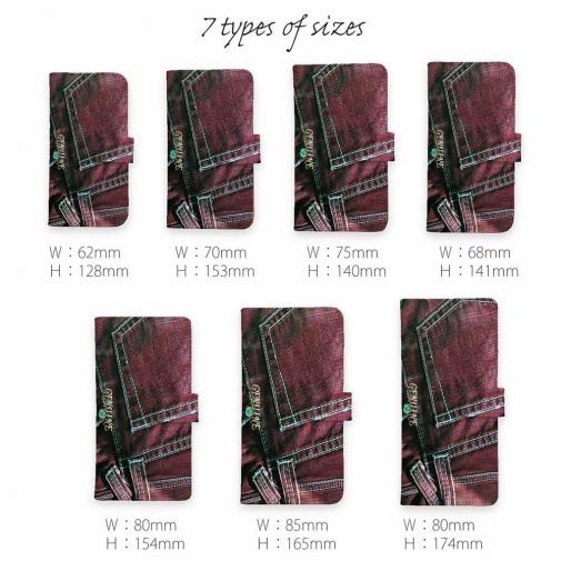 【Genuine】【手帳型】ジーンズ（デニム）　レッド