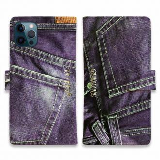 【Genuine】【手帳型】ジーンズ（デニム）　パープル
