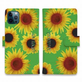 【Genuine】【手帳型】ひまわり　グリーン