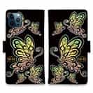 【ROMI HIME】【手帳型】蝶　トライバル　レインボー　ブラック