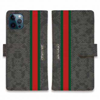 【Genuine】【手帳型】蛇柄 黒蛇 ブラック 縦ライン 験担ぎ