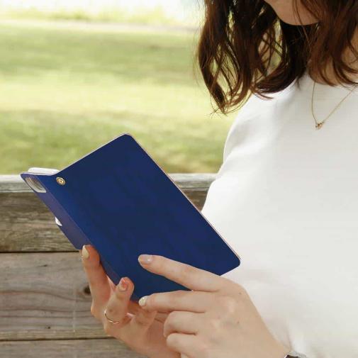 【手帳型】スエード風大人のネイビー