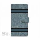 【Genuine】【手帳型】蛇柄 黒蛇 ブルー 横ライン 験担ぎ