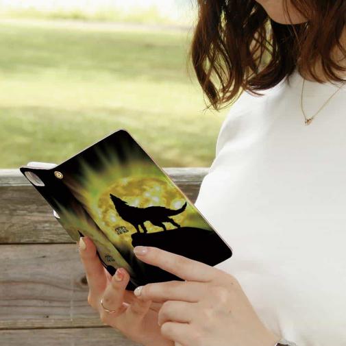 【ROMI HIME】【手帳型】狼イエロー 月