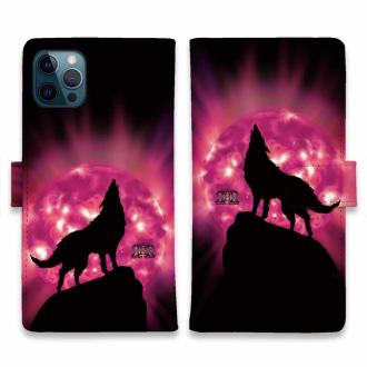 【ROMI HIME】【手帳型】狼ピンク 月