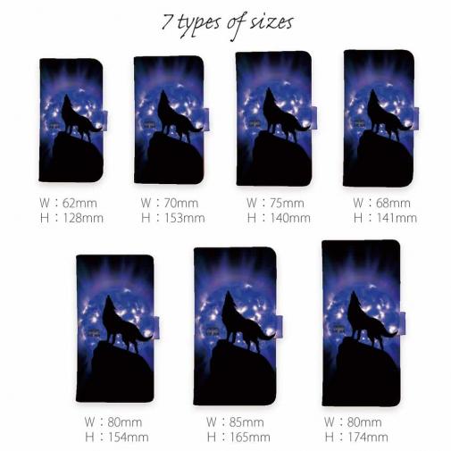 【ROMI HIME】【手帳型】狼ブルー 月