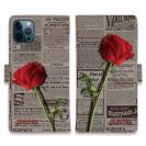 【Genuine】【手帳型】薔薇 　英字　新聞