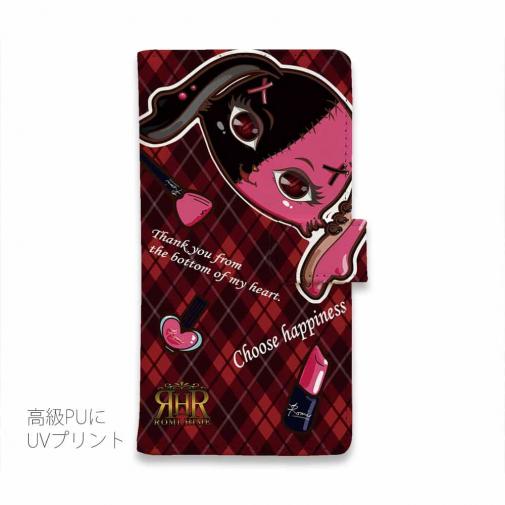 【ROMI HIME】【手帳型】うさぎ チェック  レッド ペア