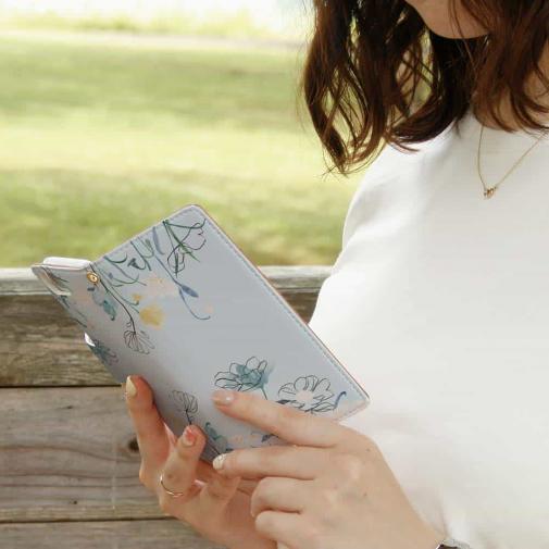 【手帳型】デリケートペイント ブルー