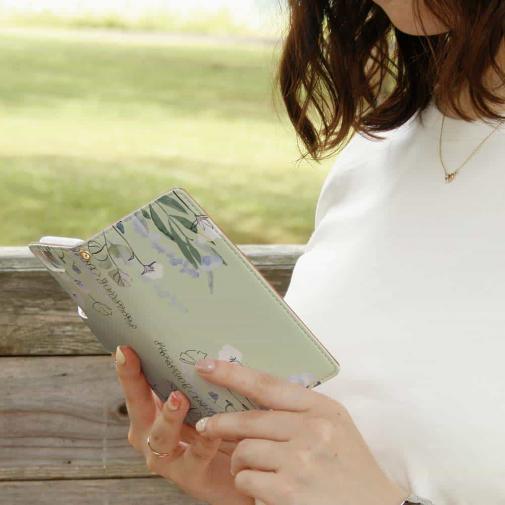 【手帳型】デリケートペイント グリーン