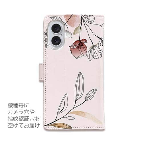 【手帳型】デリケートペイント ピンク