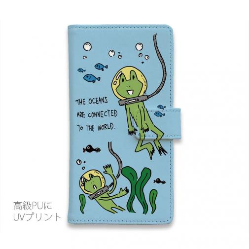 【手帳型】水中散歩するカエルくん(wakat)