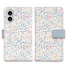 【手帳型】春花＆夏花 ライトブルー＆ピンク