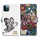 【ROMI HIME】【手帳型】蝶 花 花柄 レトロ ホワイト