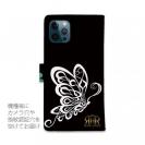 【ROMI HIME】【手帳型】蝶 花 花柄 レトロ ブラック