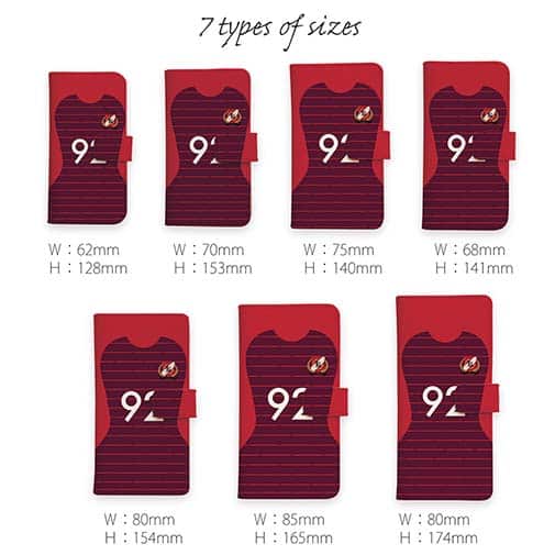 WIDE【手帳型】鹿島高校サッカー部 ユニフォーム 背番号92