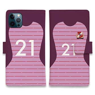 WIDE【手帳型】鹿島高校サッカー部 GKユニフォーム（ピンク） 背番号21