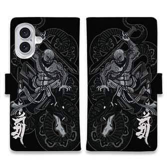 【彫姫】【手帳型】【Stick Case】花和尚の蛇退治　和彫りデザイン
