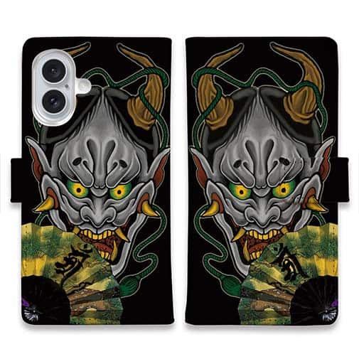 【彫姫】【手帳型】【Stick Case】般若 和彫りデザイン
