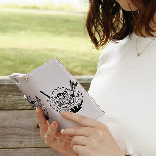 【彫姫】【手帳型】弁慶達磨（ホワイト）