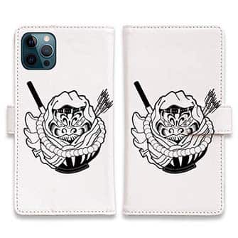 【彫姫】【手帳型】弁慶達磨（ホワイト）