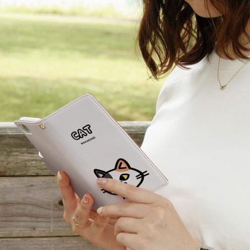 【手帳型】【ワカボンド】WAKAMAKAシリーズ 猫のミケニャ