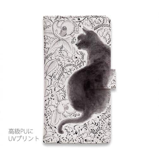 【手帳型】【大塚磊々堂】模様の黒猫
