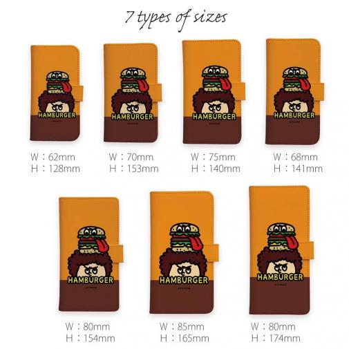 【手帳型】【ワカボンド】WAKAMAKAシリーズ アフロくんとハンバーガーペロリ