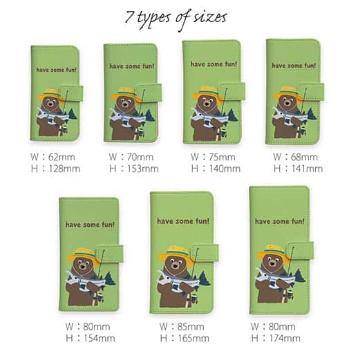 【手帳型】【釣りざんまい】クマさんサケ釣りを楽しむ