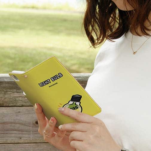 【手帳型】【ワカボンド】WAKAMAKAシリーズ 電球のデンキュピカリ