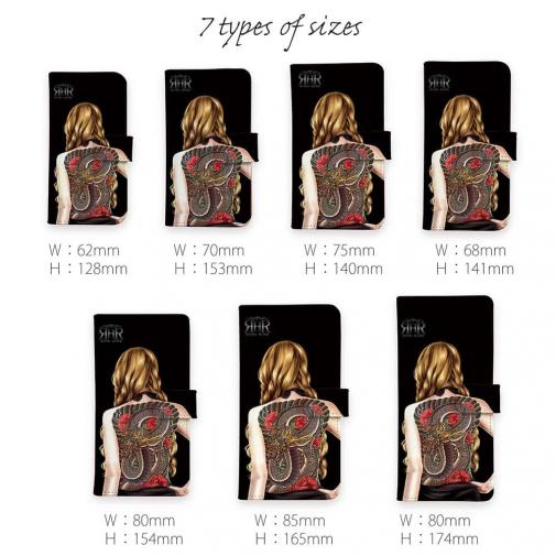 【ROMI HIME】【手帳型】青彫 牡丹 和柄 女