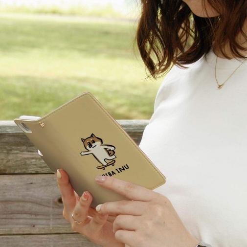 【手帳型】【ワカボンド】WAKAMAKAシリーズ 柴犬スケボー_赤柴