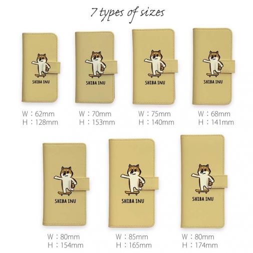 【手帳型】【ワカボンド】WAKAMAKAシリーズ 柴犬スケボー_赤柴